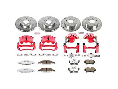 PowerStop Z26 Street Warrior Brake Rotor, Pad and Caliper Kit; Front and Rear (99-02 Mustang GT, V6)