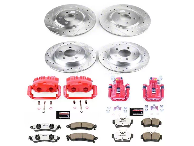 PowerStop Z26 Street Warrior Brake Rotor, Pad and Caliper Kit; Front and Rear (99-04 Mustang Cobra, Bullitt, Mach 1)