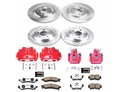 PowerStop Z26 Street Warrior Brake Rotor, Pad and Caliper Kit; Front and Rear (94-98 Mustang Cobra)