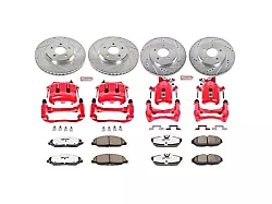 PowerStop Z26 Street Warrior Brake Rotor, Pad and Caliper Kit; Front and Rear (05-10 Mustang GT)