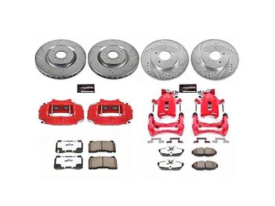 PowerStop Z26 Street Warrior Brake Rotor, Pad and Caliper Kit; Front and Rear (07-11 Mustang GT500)