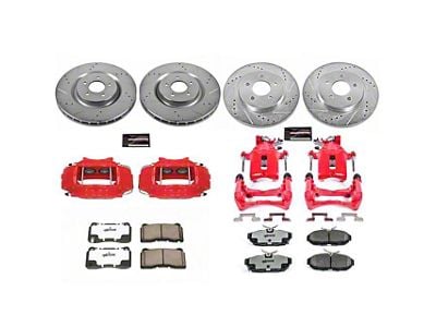 PowerStop Z26 Street Warrior Brake Rotor, Pad and Caliper Kit; Front and Rear (11-14 Mustang GT w/ Performance Pack; 12-13 Mustang BOSS 302)