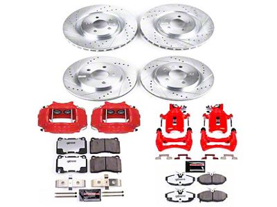 PowerStop Z26 Street Warrior Brake Rotor, Pad and Caliper Kit; Front and Rear (2012 Mustang GT500)
