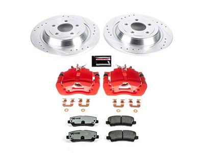 PowerStop Z26 Street Warrior Brake Rotor, Pad and Caliper Kit; Rear (15-23 Mustang EcoBoost w/o Performance Pack, V6)