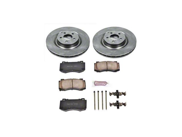 PowerStop OE Replacement Brake Rotor and Pad Kit; Front (08-23 Challenger 392 Hemi Scat Pack Shaker, GT, R/T, SRT8, SRT Super Stock & T/A w/ 4-Piston Front Calipers)