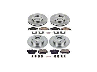 PowerStop OE Replacement Brake Rotor and Pad Kit; Front and Rear (99-04 Mustang GT, V6)