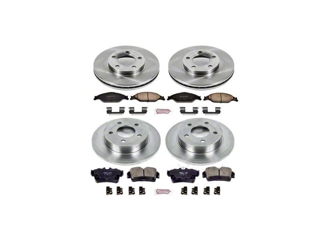 PowerStop OE Replacement Brake Rotor and Pad Kit; Front and Rear (99-04 Mustang GT, V6)