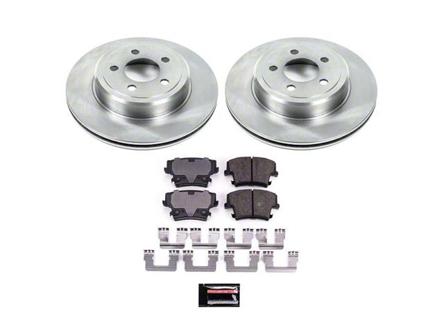 PowerStop OE Replacement Brake Rotor and Pad Kit; Rear (09-23 Challenger GT, R/T, Rallye Redline, SXT & T/A w/ Dual Piston Front Calipers & Vented Rear Rotors; 2011 Challenger SE w/ Dual Piston Front Calipers & Vented Rear Rotors)