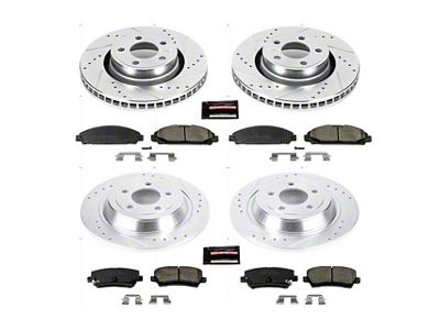 PowerStop Z23 Evolution Sport Brake Rotor and Pad Kit; Front and Rear (15-23 Mustang EcoBoost w/o Performance Pack, V6)