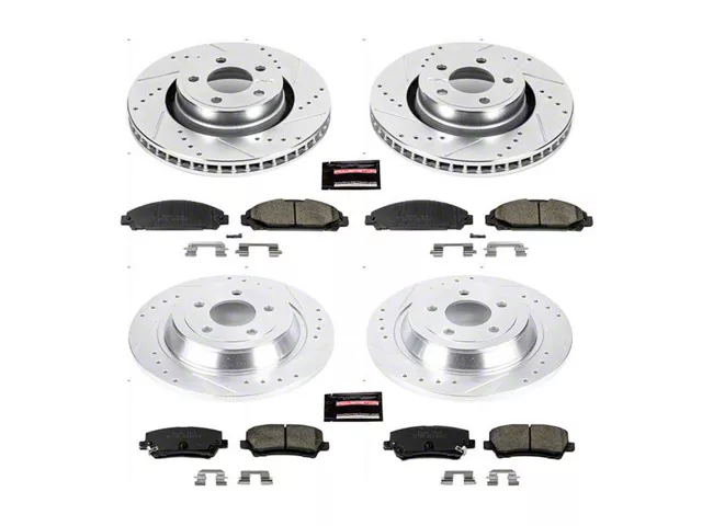 PowerStop Z23 Evolution Sport Brake Rotor and Pad Kit; Front and Rear (15-23 Mustang EcoBoost w/o Performance Pack, V6)