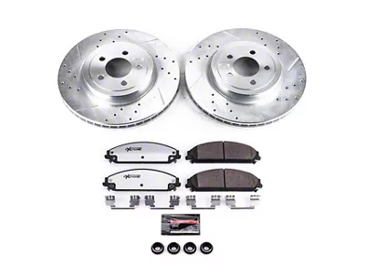 PowerStop Z26 Street Warrior Brake Rotor and Pad Kit; Front (09-23 Challenger GT, R/T, Rallye Redline, SXT & T/A w/ Dual Piston Front Calipers; 2011 Challenger SE w/ Dual Piston Front Calipers)