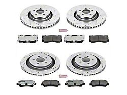 PowerStop Z26 Street Warrior Brake Rotor and Pad Kit; Front and Rear (15-23 Mustang GT w/o Performance Pack, EcoBoost w/ Performance Pack)