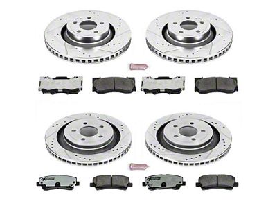 PowerStop Z26 Street Warrior Brake Rotor and Pad Kit; Front and Rear (15-20 Mustang GT w/o Performance Pack, EcoBoost w/ Performance Pack)