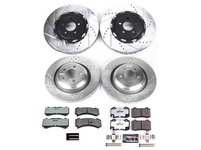 Power Stop Z26 Street Warrior Brake Rotor and Pad Kit; Front and Rear (15-20 SRT 392, Hellcat)