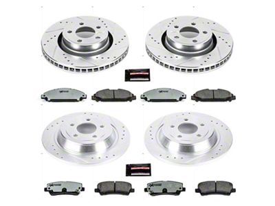 PowerStop Z26 Street Warrior Brake Rotor and Pad Kit; Front and Rear (15-23 Mustang EcoBoost w/o Performance Pack, V6)
