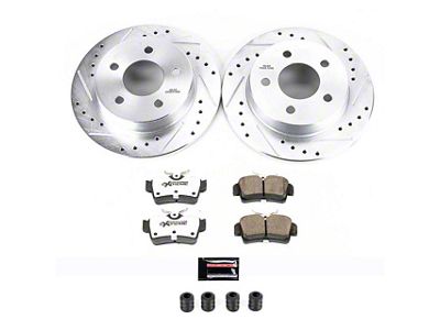 PowerStop Z26 Street Warrior Brake Rotor and Pad Kit; Rear (94-04 Mustang GT, V6)