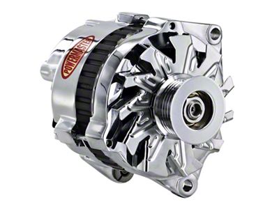 Powermaster CS130 Style Saddle Mount Alternator with 6-Groove Pulley; 140 Amp; Chrome (93-97 3.4L Camaro)