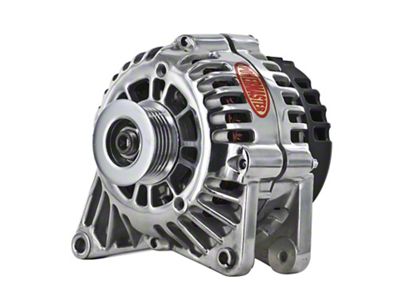 Powermaster CS130D Style Saddle Mount Alternator with 6-Groove Pulley; 120 Amp; Polished (93-02 3.8L Camaro)