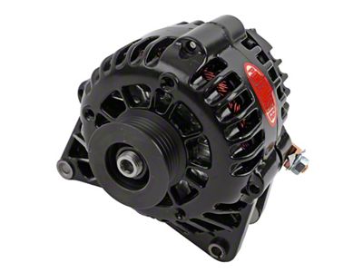 Powermaster CS130D Style Saddle Mount Alternator with 6-Groove Pulley; 165 Amp; Black (93-02 3.8L Camaro)