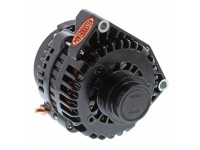 Powermaster AD244 Style Alternator with Decoupler Pulley; 220 Amp; Black (97-13 Corvette C5 & C6, Excluding ZR1)