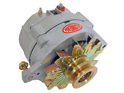 Powermaster 1G Style Oversize Large Frame Mount Alternator with 2V Pulley; 120 Amp; Natural (79-82 Mustang, Excluding 5.0L)