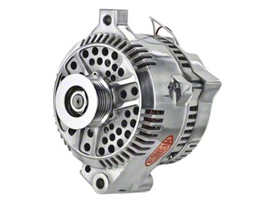 Powermaster 3G Style Large Frame Straight Mount Alternator with 6-Groove Pulley; 140 Amp; Polished (87-93 Mustang)