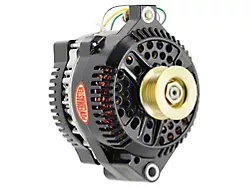 Powermaster 3G Style Large Frame Straight Mount Alternator with 6-Groove Pulley and 1V Pulley; 200 Amp; Black (79-93 Mustang)