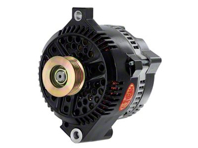 Powermaster 3G Style Large Frame Straight Mount Alternator with 6-Groove Pulley; 200 Amp; Black (94-95 5.0L Mustang; 94-00 Mustang V6)