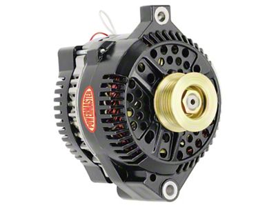 Powermaster 3G Style Large Frame Straight Mount Alternator with 6-Groove Pulley; 200 Amp; Black (87-93 Mustang)