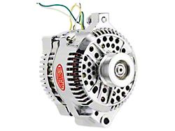 Powermaster 3G Style Large Frame Straight Mount Alternator with 6-Groove Pulley; 200 Amp; Chrome (79-93 Mustang)