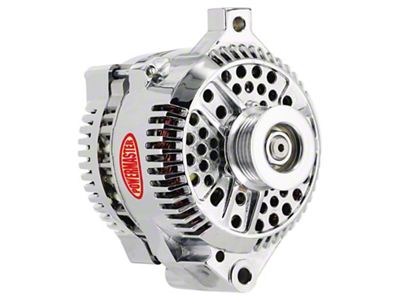 Powermaster 3G Style Large Frame Straight Mount Alternator with 6-Groove Pulley; 200 Amp; Chrome (94-95 5.0L Mustang; 94-00 Mustang V6)
