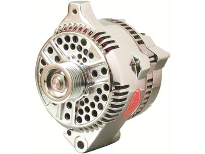 Powermaster 3G Style Large Frame Straight Mount Alternator with 6-Groove Pulley; 200 Amp; Chrome (87-95 5.0L Mustang; 94-00 Mustang V6)
