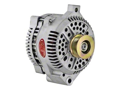 Powermaster 3G Style Large Frame Straight Mount Alternator with 6-Groove Pulley; 200 Amp; Natural (94-95 5.0L Mustang; 94-00 Mustang V6)
