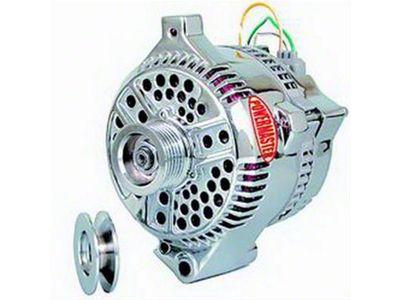 Powermaster 3G Style Large Frame Straight Mount Alternator with 6-Groove and 1V Pulley; 200 Amp; Polished (79-93 Mustang)