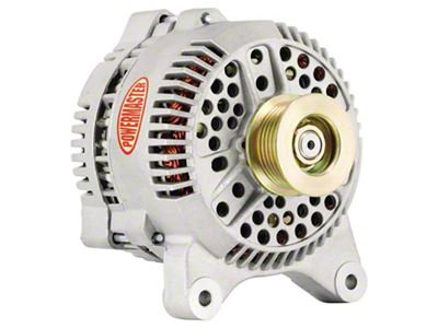 Powermaster 3G Style Large Frame V Mount Alternator with 6-Groove Pulley; 140 Amp; Natural (96-98 Mustang GT)