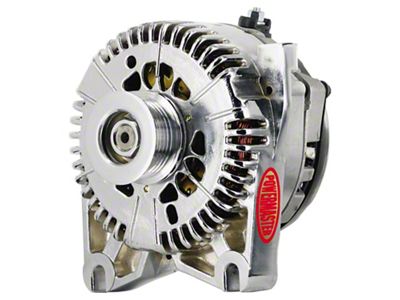 Powermaster 4G Style Large Frame V Mount Alternator with 6-Groove Pulley; 140 Amp; Chrome (96-01 Mustang Cobra, Bullitt; 03-04 Mustang Mach 1)