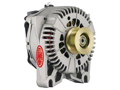Powermaster 4G Style Large Frame V Mount Alternator with 6-Groove Pulley; 200 Amp; Natural (96-01 Mustang Cobra; 01-04 Mustang Bullitt, Mach 1)