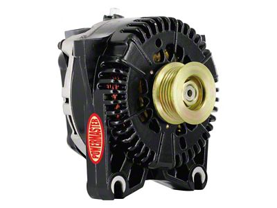 Powermaster 4G Style Large Frame V Mount Alternator with 6-Groove Pulley; Black (96-03 Mustang, Excluding V6)