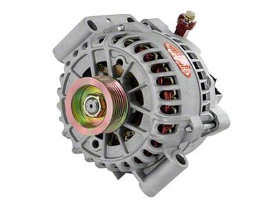 Powermaster 6G Style Large Frame Transverse Mount Alternator with 6-Groove Pulley; 140 Amp; Natural (05-08 Mustang V6)