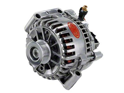 Powermaster 6G Style Large Frame Transverse Mount Alternator with 6-Groove Pulley; 200 Amp; Polished (05-08 Mustang V6)