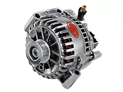 Powermaster 6G Style Large Frame Transverse Mount Alternator with 6-Groove Pulley; 200 Amp; Polished (05-08 Mustang V6)