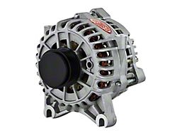 Powermaster 6G Style Large Frame V Mount Alternator with 6-Groove Clutch Pulley; 140 Amp; Natural (05-10 Mustang GT)