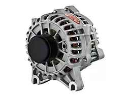 Powermaster 6G Style Large Frame V Mount Alternator with 6-Groove Clutch Pulley; 200 Amp; Natural (05-10 Mustang GT)