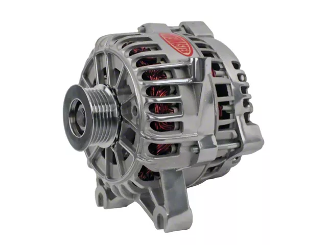 Powermaster 6G Style Large Frame V Mount Alternator with 6-Groove Pulley; 140 Amp; Polished (05-10 Mustang GT)