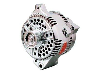 Powermaster 6G Style Large Frame V Mount Alternator with 6-Groove Pulley; 155 Amp; Chrome (05-10 Mustang GT)