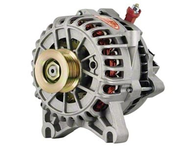 Powermaster 6G Style Large Frame V Mount Alternator with 6-Groove Pulley; 200 Amp; Natural (99-04 Mustang GT, Cobra, Mach 1)