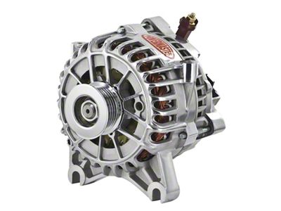 Powermaster 6G Style Large Frame V Mount Alternator with 6-Groove Pulley; 200 Amp; Polished (99-04 Mustang GT)
