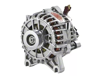 Powermaster 6G Style Large Frame V Mount Alternator with 6-Groove Pulley; 200 Amp; Polished (99-04 Mustang GT, Cobra, Mach 1)