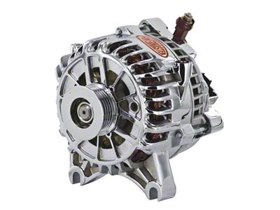 Powermaster 6G Style Large Frame V Mount Alternator with 6-Groove Pulley; 200; Chrome (99-04 Mustang GT)