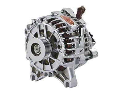 Powermaster 6G Style Large Frame V Mount Alternator with 6-Groove Pulley; 200; Chrome (99-04 Mustang GT, Cobra, Mach 1)